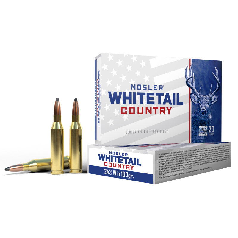 Whitetail Country, 243 Winchester, 100 Grain, Solid Base Bullet, 20 Round Box 40122