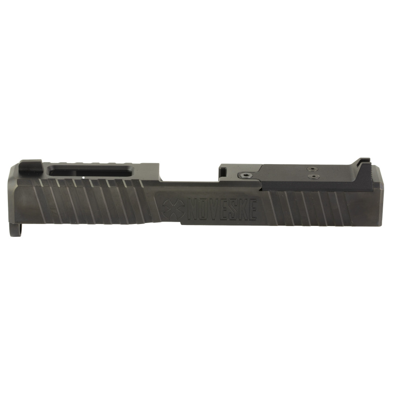 DM Slide, DLC Finish, Black, Direct Mount Optics Ready, For Glock 19 Gen 5, Includes Noveske End Plate, Cover Plate w/Rear Sight, Front Sight 03002520