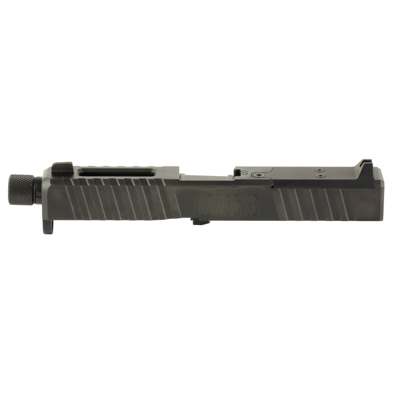 DM Slide, Noveske Barrel Threaded 1/2x28, DLC Finish, Black, Direct Mount Optics Ready, For Glock 19 Gen 5, Includes Noveske End Plate, Cover Plate w/Rear Sight, Front Sight 03002701