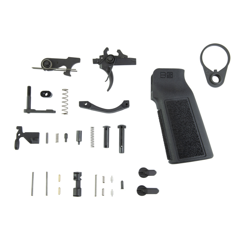 AR-15 Lower Parts Kit, 223 Remington/5.56 NATO, Black Finish, Includes Fire Control Group, Takedown Pin Detent (2), Takedown Pin Detent Spring (2), Bolt Catch Plunger, Bolt Catch Spring Pin, Bolt Catch Spring, Buffer Retainer, Buffer Retainer Spring, Mag