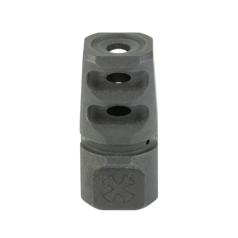 Muzzle Brake, 5.56 NATO, Fits AR, 1/2X28 Thread Pitch, Matte Finish, Black, Two Port, Noveske Cross Engraved 05002574