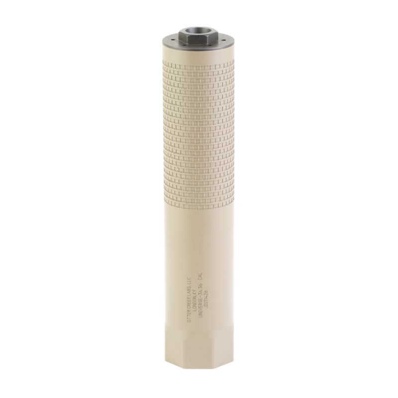 Universe-36, Suppressor, 36 Caliber, 7" Long, Inconel Construction, Matte Finish, Flat Dark Earth, HUB Compatible, 14oz, 9MM Low Back Pressure Endcap, Does Not Include Mount UNI36FDE