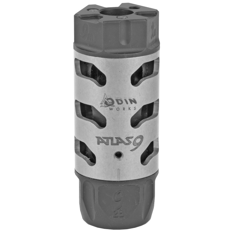 Atlas 9, Muzzle Brake, 9MM, 1/2-28 Threaded, Stainless Steel MB-ATLAS-9-28