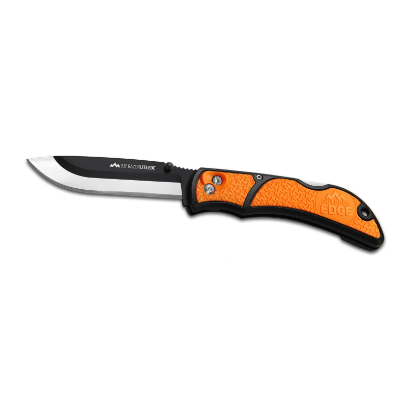Razor EDC Lite, Folding Knife, Plain Edge, 3.5" Blades, 420J2 Stainless Steel, Orange and Black Handle, Includes (6) Drop Point Blades RLB-30C