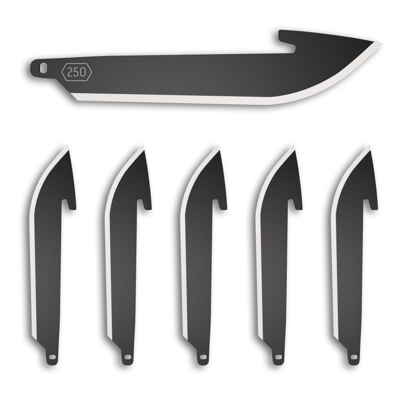 Razor EDC Blades, Plain 2.5" Blades, Drop Point, 420J2 Stainless Steel, Black Oxide Finish, 6 Pack RR25K-6C