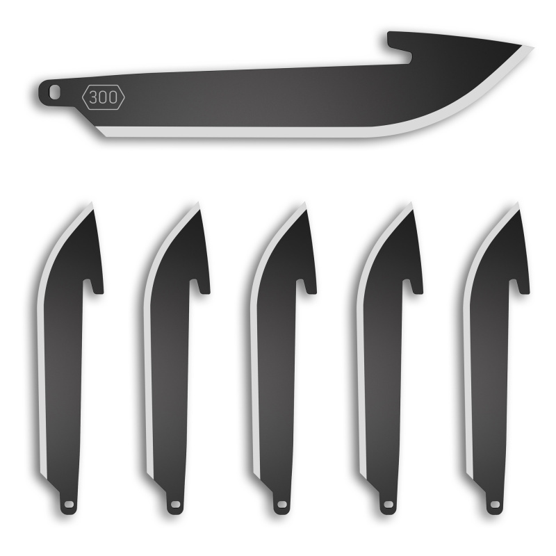 Razor EDC Blades, Plain 3" Blades, Drop Point, 420J2 Stainless Steel, Black Oxide Finish, 6 Pack RR30K-6C