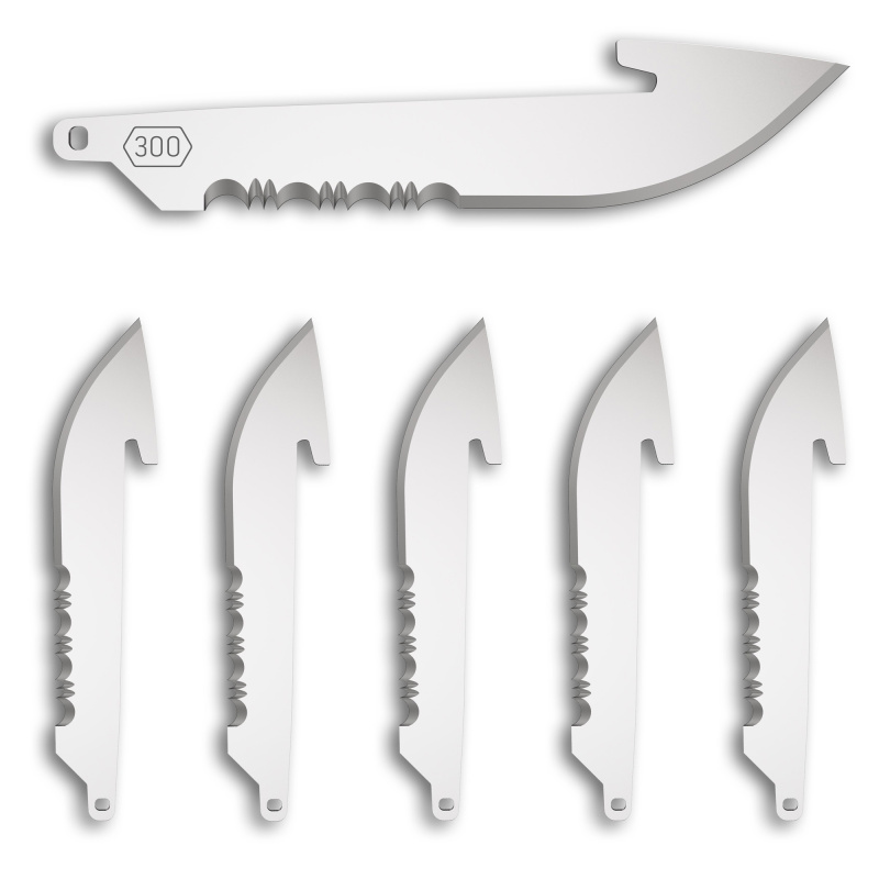 Razor EDC Blades, Serrated 3" Blades, Drop Point, 420J2 Stainless Steel, 6 Pack RRS30-6C