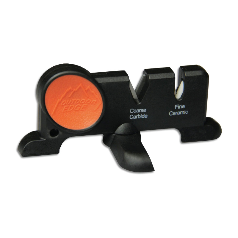 EdgeX 2-Stage, Knife Sharpener, Tungsten Carbide/White Alumina-Ceramic Sharpening Stones, Zytel Handle, Black and Orange SX-100