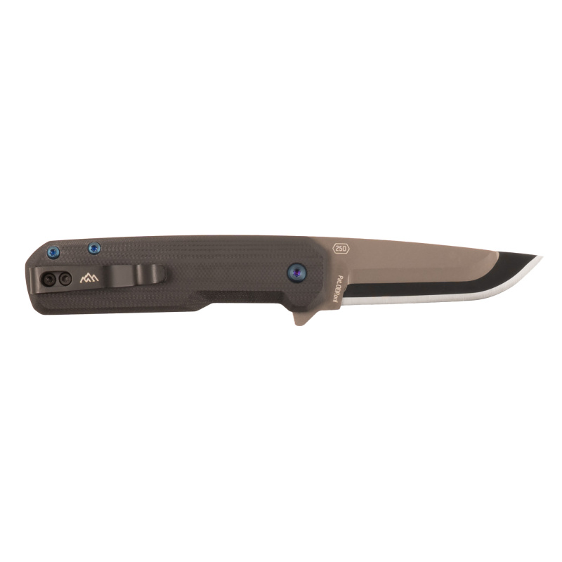 Razor VX8, Folding Knife, 3" Blade Length, 7.3" Overall Length, Includes (2)-Standard Drop-Point and (1)-Serrated Drop-Point Blades, Black-Oxide Finish, Black Sculpted G10 Scales, Stainless Steel Ball Bearing System, Stainless Steel Blade Holder VX825A-C