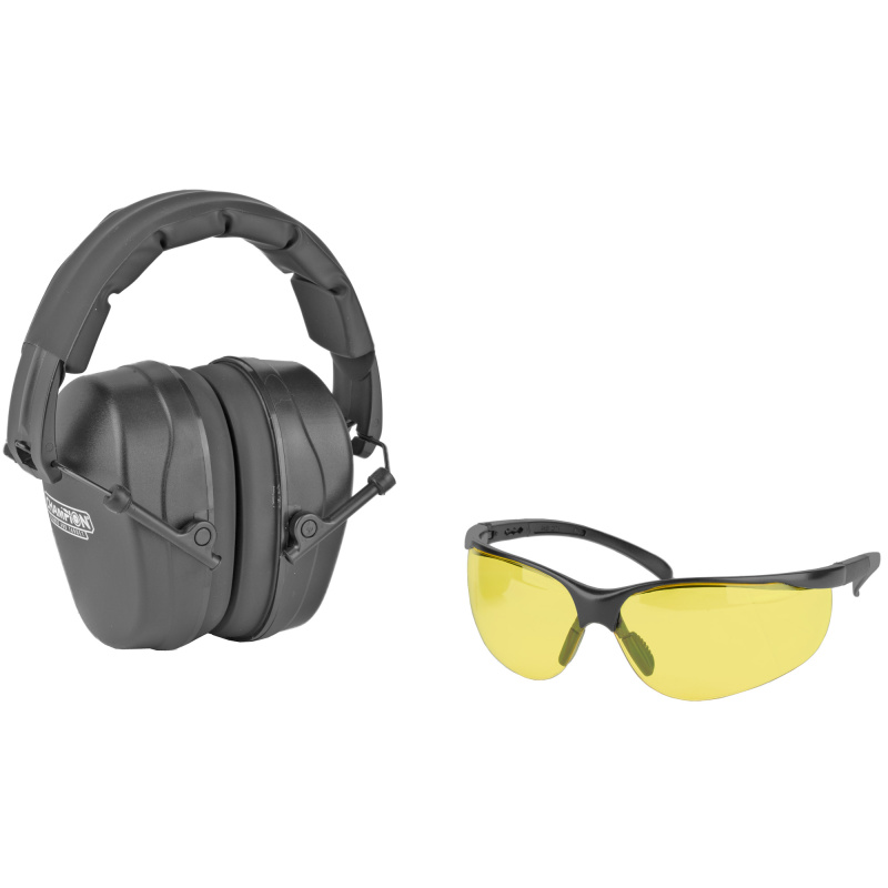 Shooting Combo Kit, Black Passive Earmuff, Amber Lens 40626