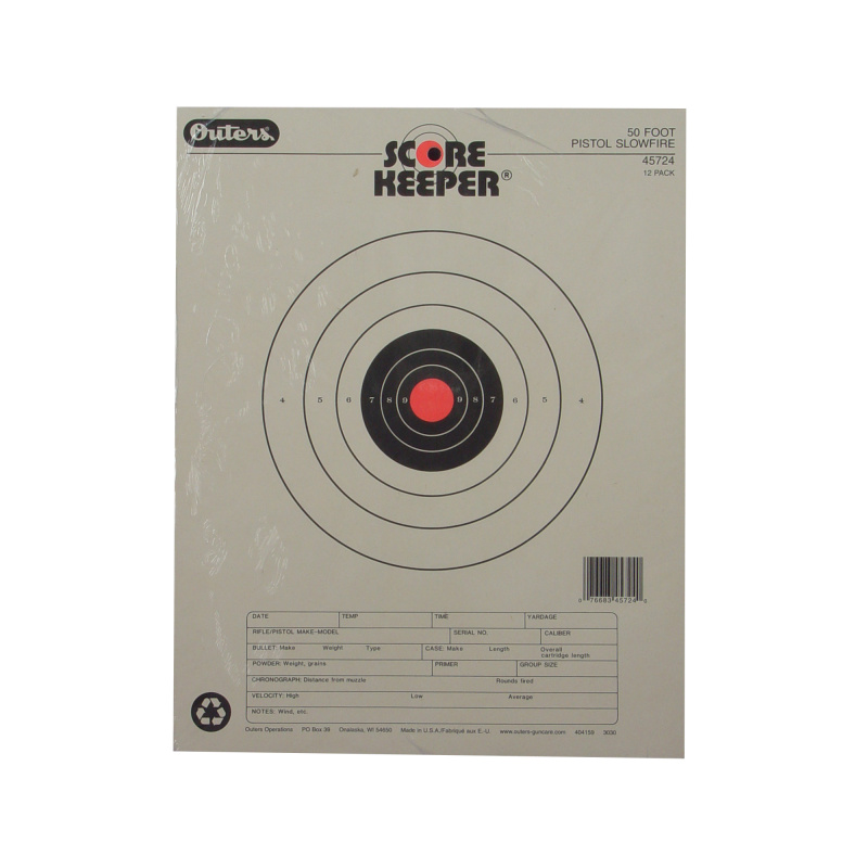 50 Foot Pistol Slowfire Orange Bullseye 12 Per Pack