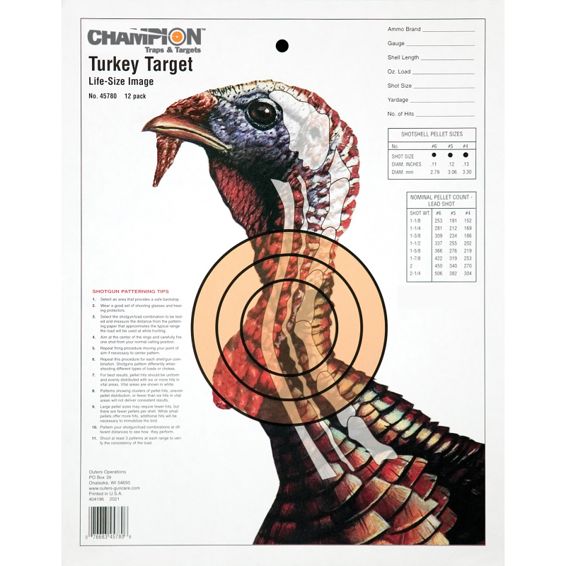 Life-size Practice Target, Turkey, 12 Pack 45780