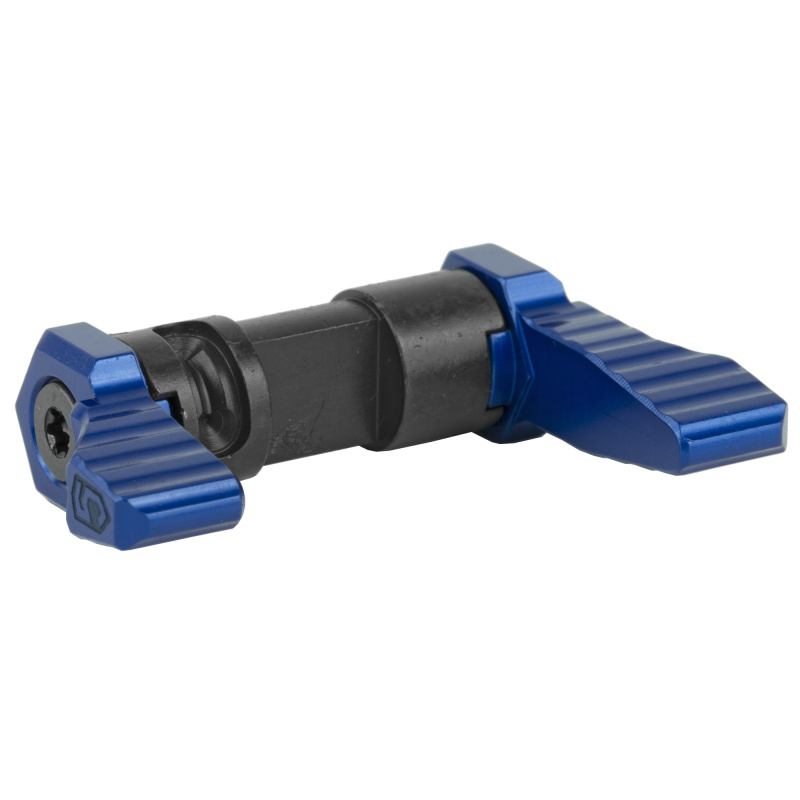Ambidextrous 90-Degree Safety Selector, Blue Anodized Finish, Levers are Machined from 6061-T6 Billet Aluminum, Central Core is Machined from Carbon Steel SAFE90-BLUE