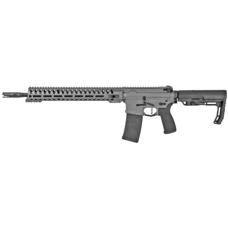 Minuteman, Semi-automatic, 223 Rem/556NATO, 16.5" Puritan Barrel, 1:8 Twist, Tungsten Finish, Mission First Tactical Grip and Stock, 30Rd, 14.5" MLOK Renegade Rail, Flash Hider, POF-USA 3.5lb Drop-in FLAT Trigger, Ambi Safety Selector and Charging Handle