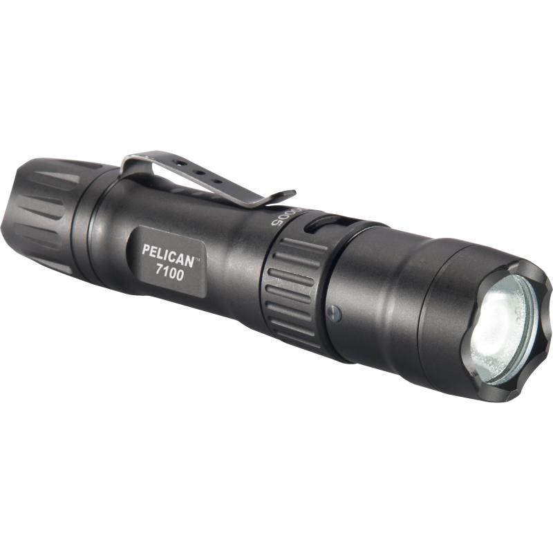 7100 Variable Output LED - 695/348/33 Flashlight with Clip, Rechargeable, Nylon Holster, Black 071000-0000-110