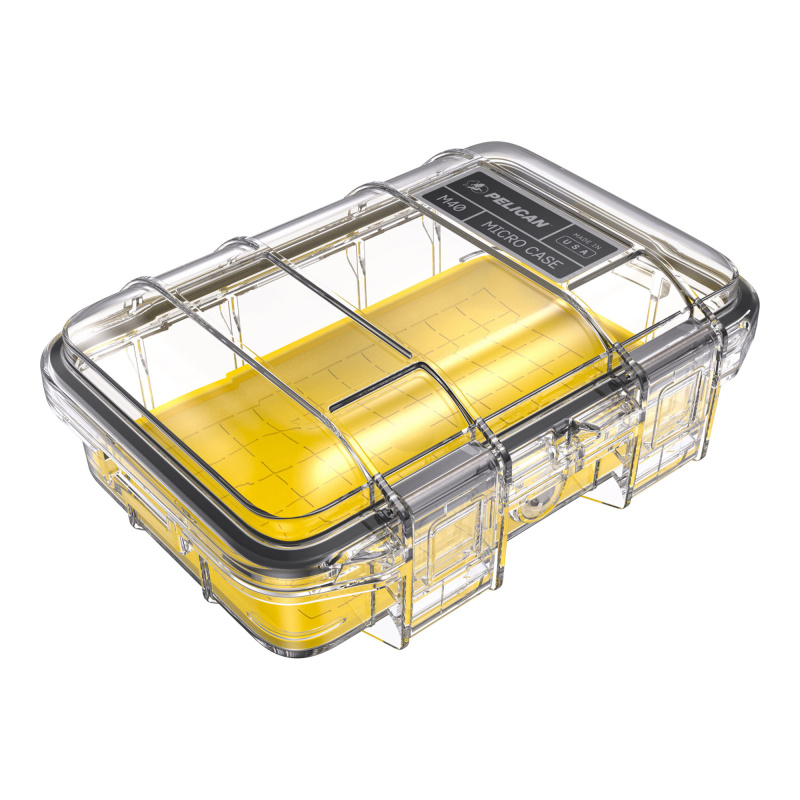 M40 Micro Case, Polymer Construction, Clear Exterior, Yellow Interior Liner, 6.8"x5"x2.6", 0.65 lbs M400-0270-100