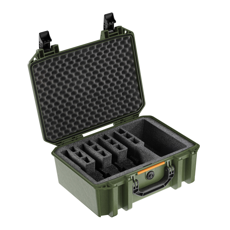 V300PF5 Vault Pistol Case, Pre Cut Polyurethane Foam, Polymer Construction, Olive Drab Green, 17.54"x14.21"x7.16", 7.39 lbs VCV300-0060-ODG