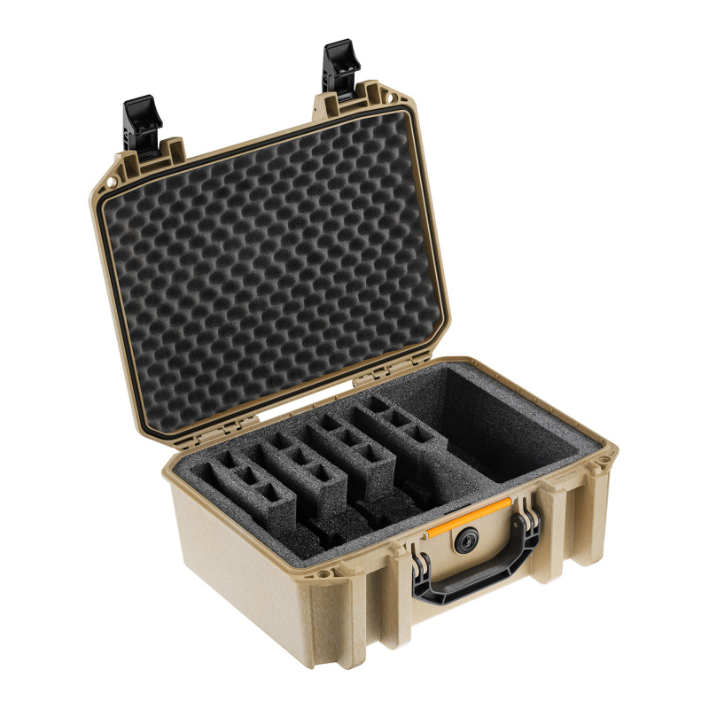 V300PF5 Vault Pistol Case, Pre Cut Polyurethane Foam, Polymer Construction, Tan, 17.54"x14.21"x7.16", 7.39 lbs VCV300-0060-TAN