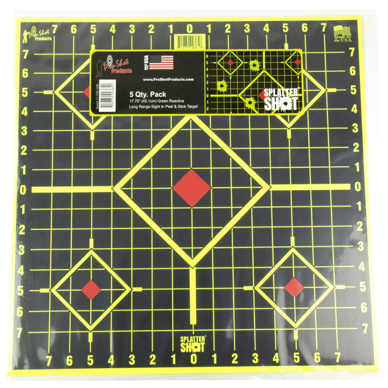 Splatter Shot Sight In, Long Range, 17.75"x17.75", 5 Pack, Green/Black 17.75SI-5PK