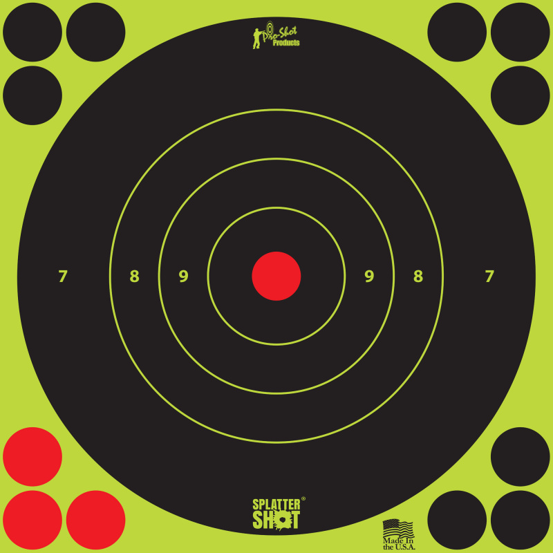 Splatter Shot Bullseye Targets Peel and Stick 8 Inch Green 6 Pack
