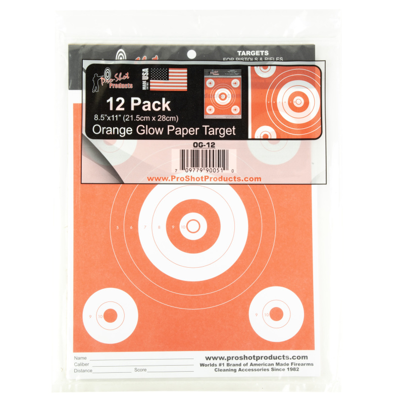 Bullseye Target, 6" Bullseye, 8.5"x 11", 12 Pack, Orange/White OG-12