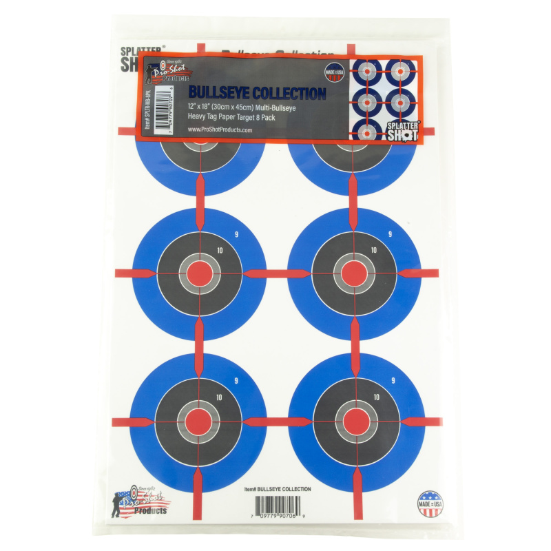 Splatter Shot, Multi-Bullseye, 12"x18", 8 Pack, Multi Color SPLTR-MB-8PK
