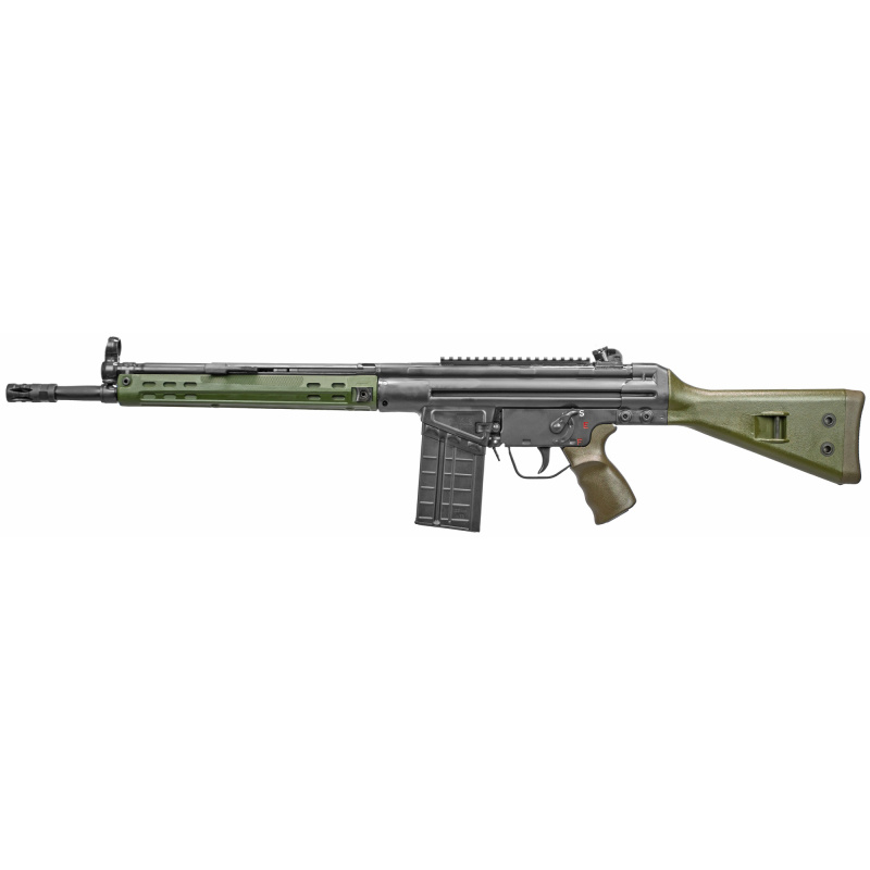 PTR-91 GIRK, Semi-automatic Rifle, 308 Win, 16" Barrel, Black Finish, Green Furniture, 20Rd, Welded Scope Mount, Metal Lower, Removable 5/X24 Flash Hider, 1-20Rd Magazine PTR 113