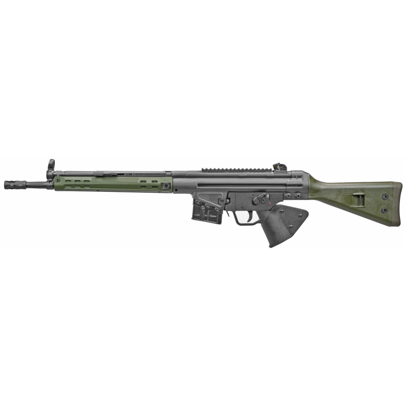 PTR-91 GIRK, Semi-automatic Rifle, 308 Win, 16" Barrel, Black Finish, Green Furniture, 10Rd, Welded Scope Mount, Metal Lower, Removable 5/X24 Flash Hider, 1-10Rd Magazine, CA Compliant Grip Wrap PTR409
