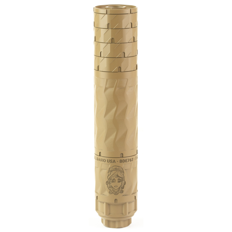 BDE 762, Suppressor, 7.62MM, 8.2" Length, 1.75" Diameter, Titanium Construction, PVD Finish, Flat Dark Earth, HUB Compatible, Includes PWS PUB Mount, 17.4oz Weight TF01-4F-WRMFZY