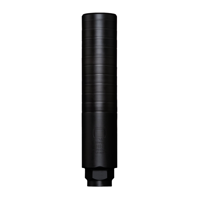PorQ CHOP Suppressor, 338/8.6 Blackout, Stainless Steel Construction, Nitride Finish, Black, 1.75"X8.6", Includes XL Cherry Bomb Muzzle Brake with M18x1.5 Thread Pitch SIL-PC-QUICKIE-86