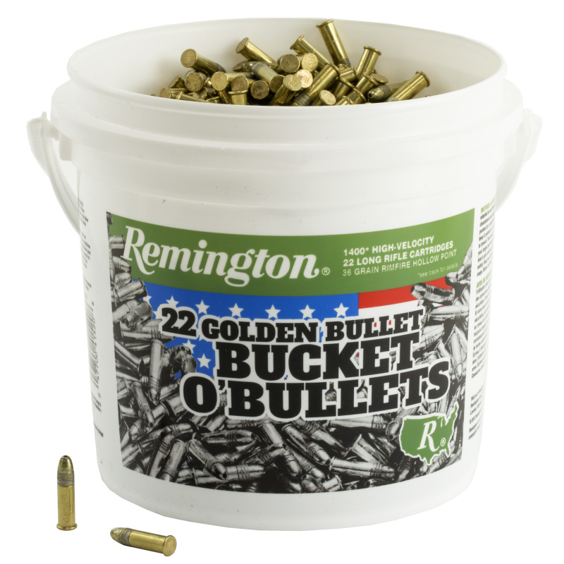 High Velocity Golden Bullets |.22 Long Rifle 36 Grain Lead Hollow Point 1400 Rounds Bulk Bucket