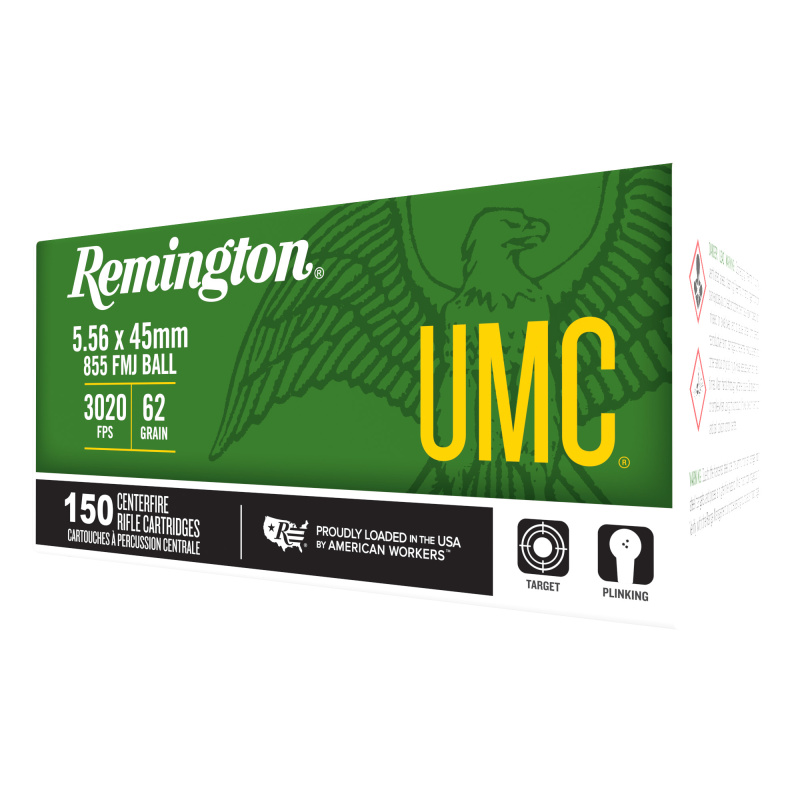 UMC M855, 5.56 NATO, 62 Grain, Full Metal Jacket, Green Tip, 150 Round Box 21560