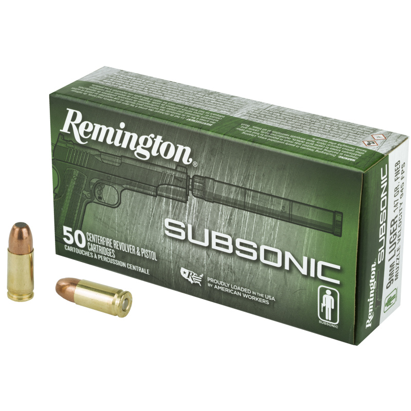 Subsonic, 9MM, 147 Grain, Flat Nose Enclosed Bullet, 50 Round Box 28435