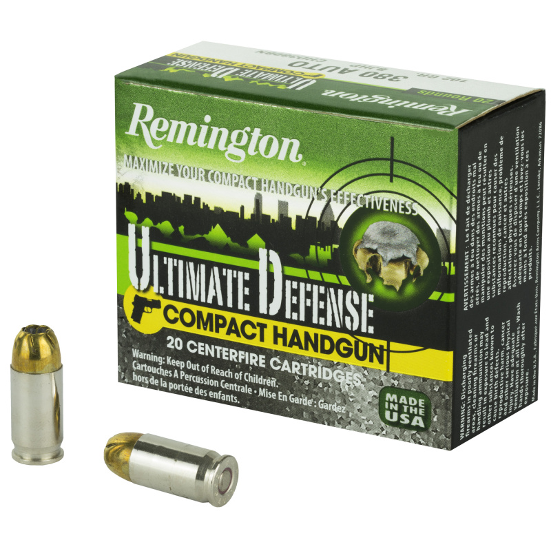 Ultimate Defense Compact Handgun .380 ACP 102 Grain Brass Jacketed Hollow Point
