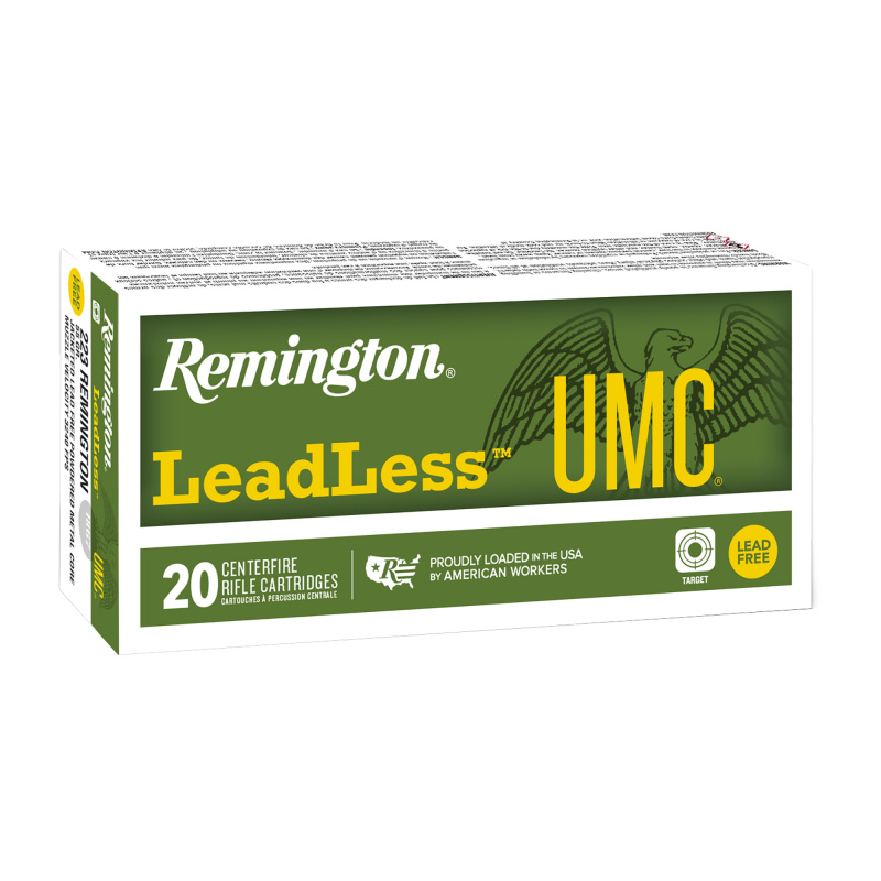 UMC Leadless, 223 Remington, 55 Grain, Full Metal Jacket Leadfree, 20 Round Box R21420