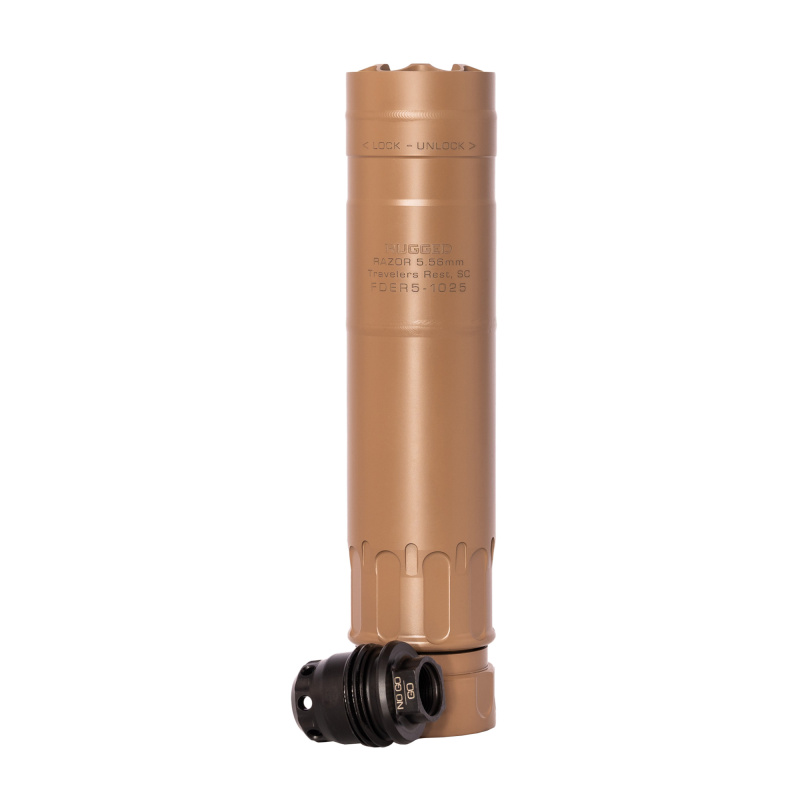Razor 556, Rifle Suppressor, 223 Remington/556NATO, Cerakote Finish, Flat Dark Earth, Includes M2 Muzzle Brake (1/2x28) RZRFDE556