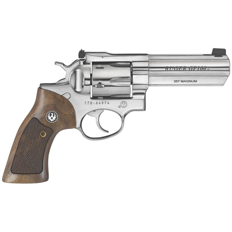 TALO GP100, Revolver, Double Action, 357 Magnum, 4.2" Barrel, Steel Frame, High Polish Stainless Finish, Hardwood Grips, Adjustable Sights, 6Rd 1777