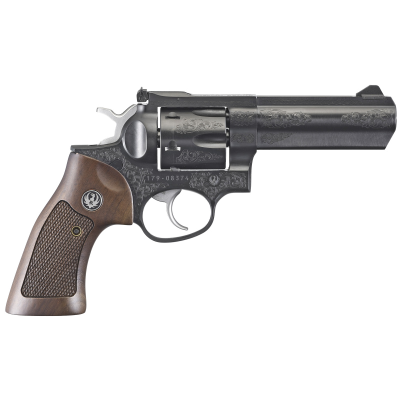 TALO GP100, Revolver, Double Action, 357 Magnum, 4.2" Barrel, Steel Frame, Blued Finish, Engraved, Hardwood Grip, Adjustable Sights, 6Rd 1783