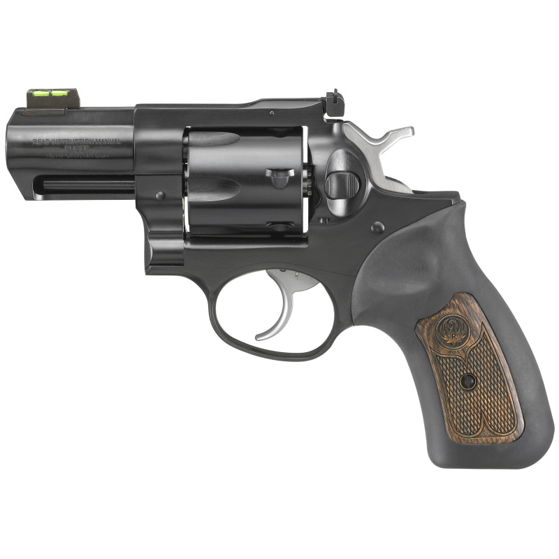 GP100, TALO Exclusive, Revolver, DA/SA, 357 Magnum/38 Special, 3" Barrel, Blued Finish, Rubber & Wood Grips, Green HiViz Fiber Optic Front Sight and Adjustable Rear Sight, 6Rd 01790