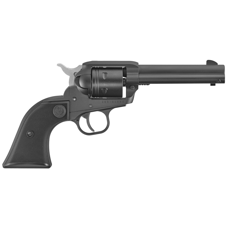 Wrangler, Revolver, Single Action Only, 22 LR, 4.62" Barrel, Aluminum Alloy Frame, Black Cerakote Finish, Checkered Synthetic Grips, 6Rd, Weighs 30oz, Integral Notch Rear Sight/Blade Front Sight, Transfer Bar Safety 2002, NOT AVAILABLE FOR TRANSFER IN MN