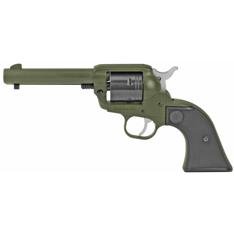 Wrangler, Revolver, Single Action Only, 22 LR, 4.6" Barrel, Aluminum Alloy Frame, OD Green Cerakote Finish with BLack Cylinder, Checkered Synthetic Grips, 6Rd, Weighs 30oz, Internal Notch Rear Sight/ Blade Front Sight, NOT AVAILABLE FOR TRANSFER IN MN