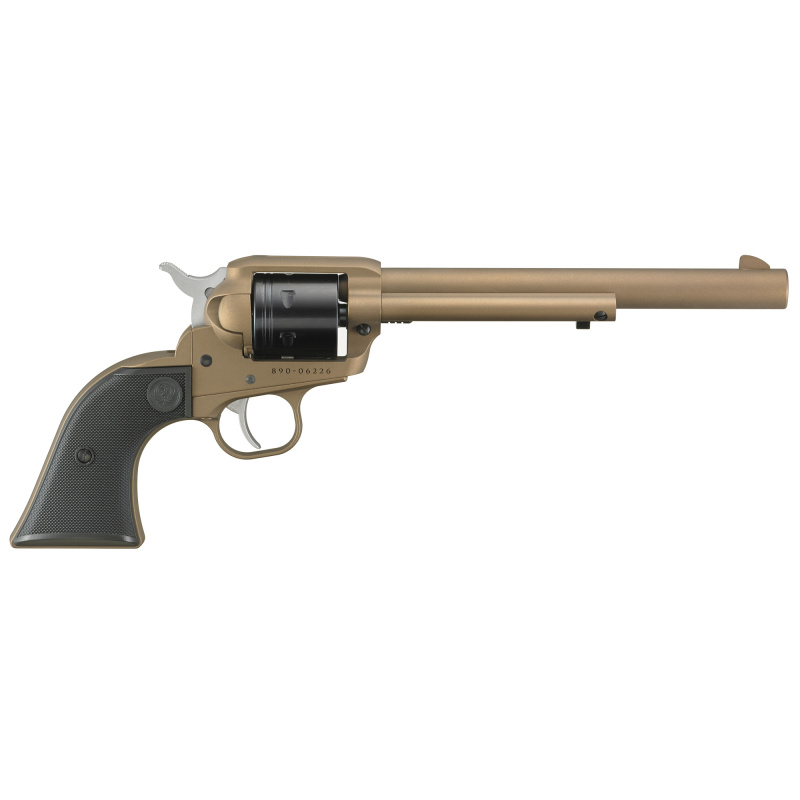 Wrangler, Single Action Only, Revolver, 22LR, 7.5" Barrel, Aluminum Alloy, Cerakote Finish, Burnt Bronze, Checkered Synthetic Grips, Integral Notch Rear Sight/Blade Front Sight, Transfer Bar Safety, 6 Rounds 2040 NOT AVAILABLE FOR TRANSFER IN MN