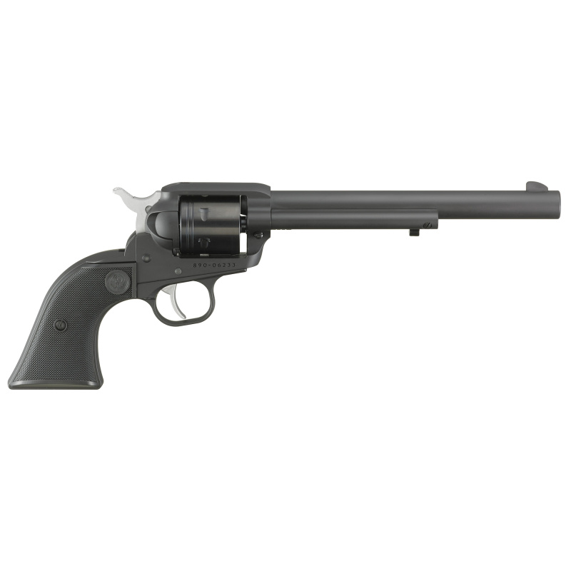 Wrangler, Single Action Only, Revolver, 22LR, 7.5"Barrel, Aluminum Alloy, Cerakote Finish, Black, Checkered Synthetic Grips, Integral Notch Rear Sight/Blade Front Sight, Transfer Bar Safety, 6 Rounds 2043 NOT AVAILABLE FOR TRANSFER IN MN