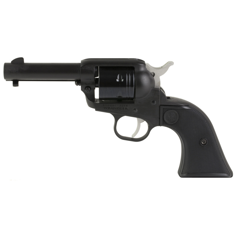 Wrangler, Single Action Only, Revolver, 22LR, 3.75" Barrel, Aluminum Alloy Frame, Cerakote Finish, Black, Black Synthetic Grips, Integral Notch Rear Sight/Blade Front Sight, Transfer Bar Safety, 6 Rounds 2052, NOT FOR SALE IN MN