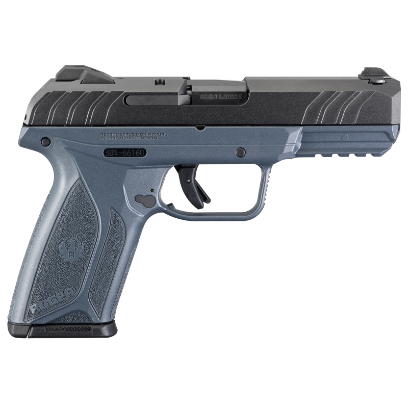 Security-9, Centerfie Pistol, 9MM, 4" Barrel, Glass Filled Nylon Frame, Cobalt Kinetic Slate Blue Cerakote Finish, 15Rd, 3 Dot Adjustable Sights 03824