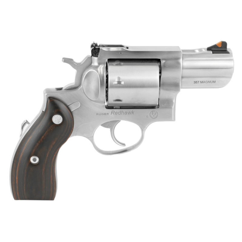 Redhawk, Double-Action Revolver, 357 Mag, 2.75" Sleeve and Shroud Barrel, Satin Stainless Finish, Stainless Steel, Hardwood Grips, Adjustable Rear & Ramp Front Sight, 8RD 05051