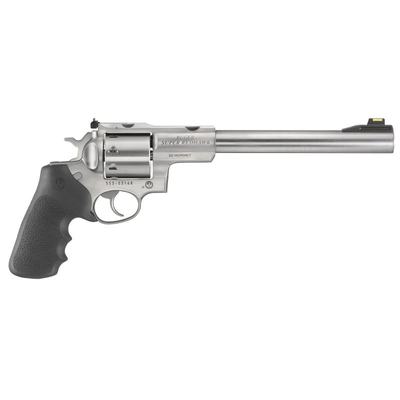 Super Redhawk Standard, Double Action, Revolver, 22 Hornet, 9.5" Barrel, Stainless Steel, Satin Finish, Silver, Hogue Tamer Monogrip Grip, Adjustable Rear Sight & HiViz Green Front Sight, 8 Rounds 05526