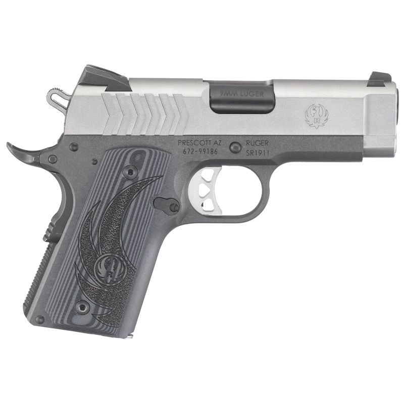 Model SR1911 Officer 9mm 3.6 Inch Barrel Stainless Steel Novak Sights G-10 10 Round