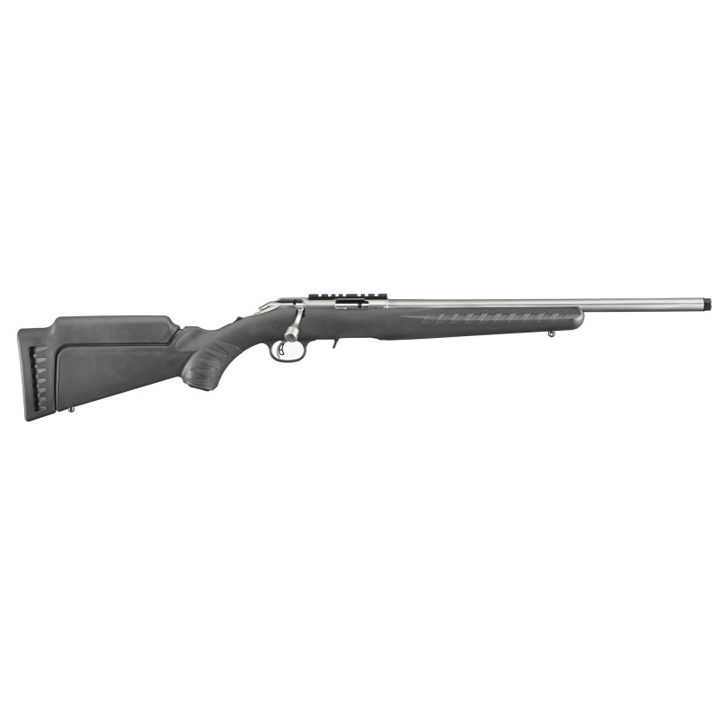 American Rimfire Standard Stainless .22 WMR 18 Inch Threaded Barrel Satin Stainless Steel Finish No Sights Black Synthetic 9 Round