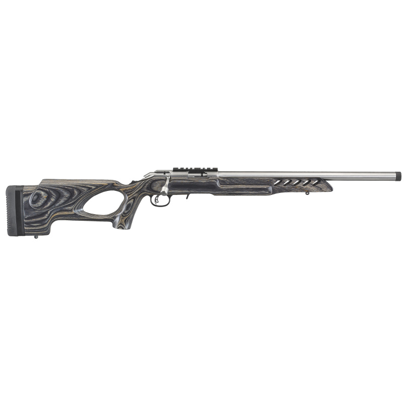 American Rimfire Target| Bolt-Action Rifle, 22 LR, 18" Threaded Barrel, 1/2x28 Thread Pitch, Satin Stainless Steel Finish, Black Laminated Thumbhole Stock, Factory-Installed One-Piece Scope Base, 10Rd 8366